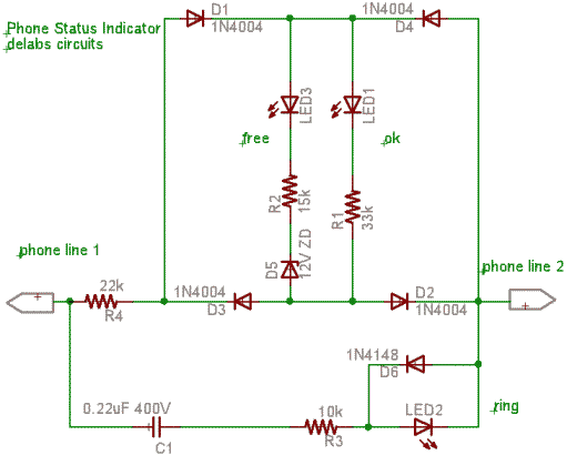 Telephone LED status indicator