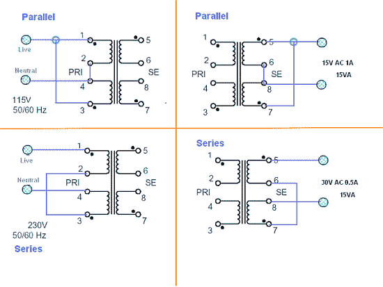 Series and Parallel
          transformers